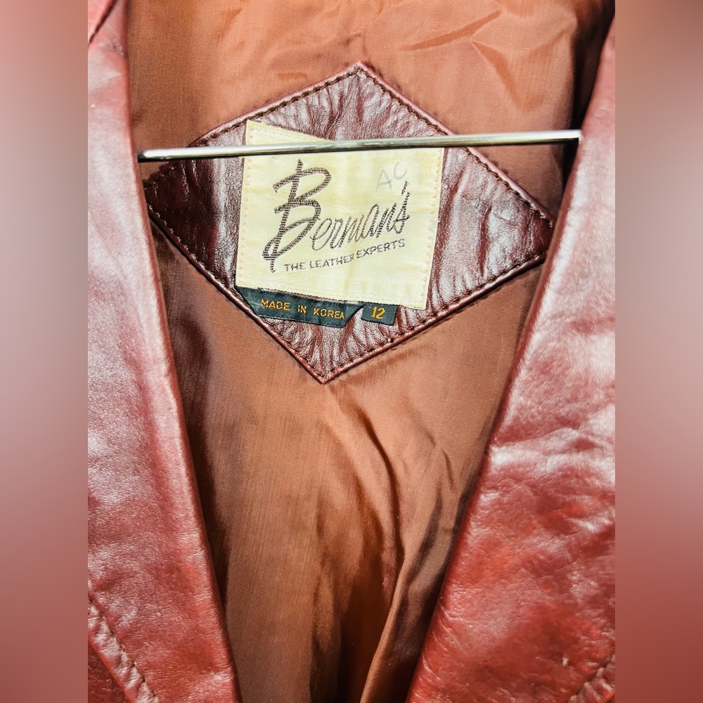Vintage Berman’s Oxblood Leather Blazer — Size L - Picture 5 of 16